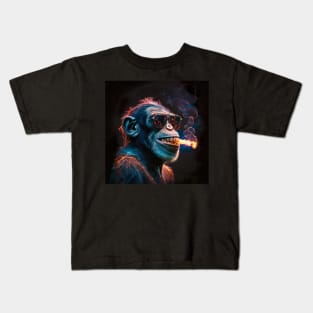 Smoking monkey, generative AI Kids T-Shirt